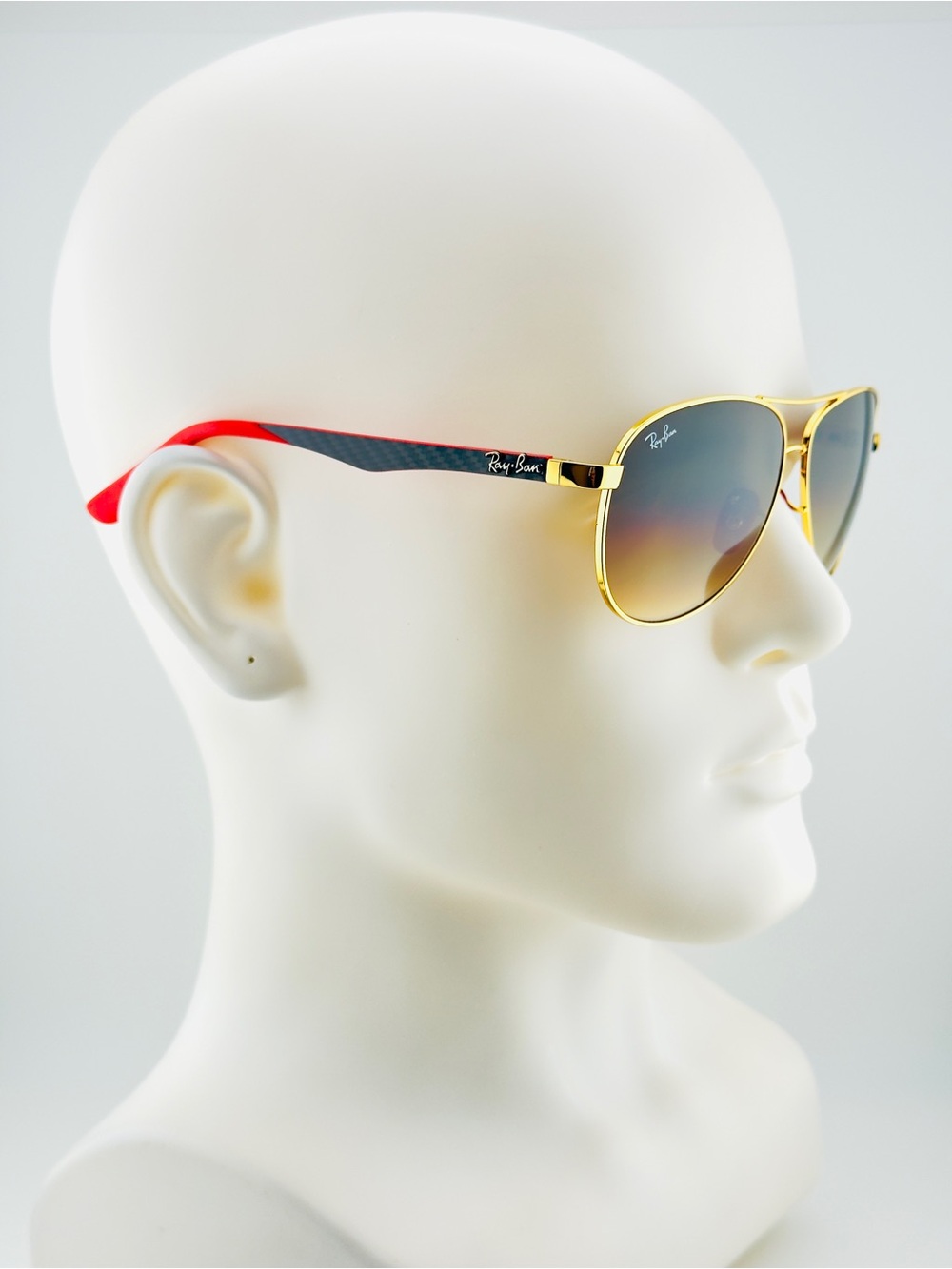 Ray-Ban Scuderia Ferrari Sunglasses RB8313M Gold Frame Brown Gradient Lenses - Picture 5 of 15